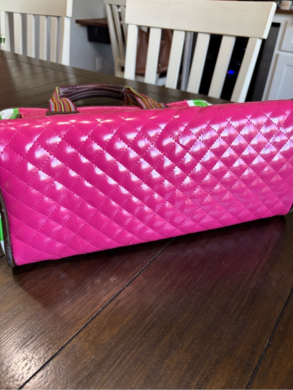 Consuela Classic Tote Pink Quilted Floral Embroidered Bag - Picture 14 of 16